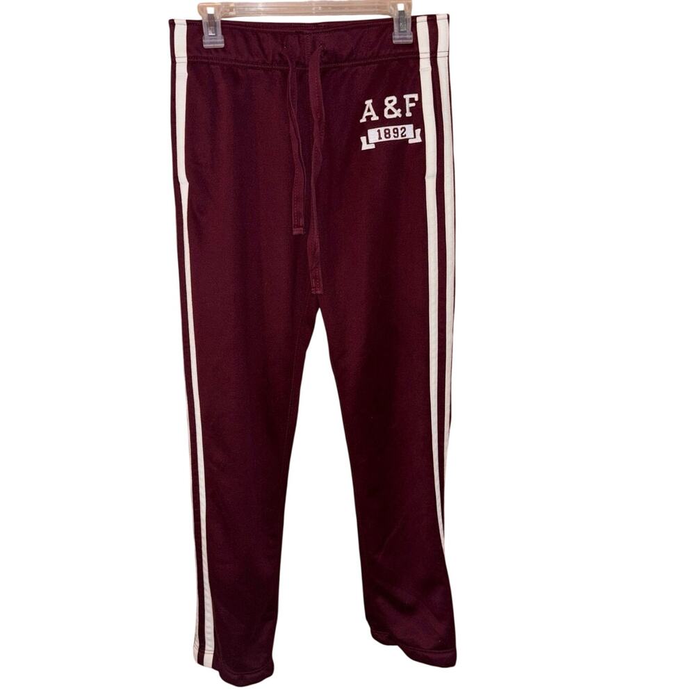 Abercrombie & Fitch burgundy white stripes track pants (size small)